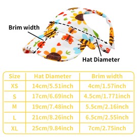 JpGdn Sun Hat for Dogs Baseball Cap for Medium Puppy Dogs Cats with Ear Holes Adjustable Drawstring Waterproof UV Protection Honey Bee White M