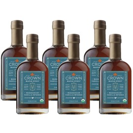 Crown Maple Madagascar Vanilla Infused Organic Maple Syrup, 12.7 Fl Oz, (Pack of 6), Real Vanilla Bean, Pancakes, Baking, Cocktails & Brunch