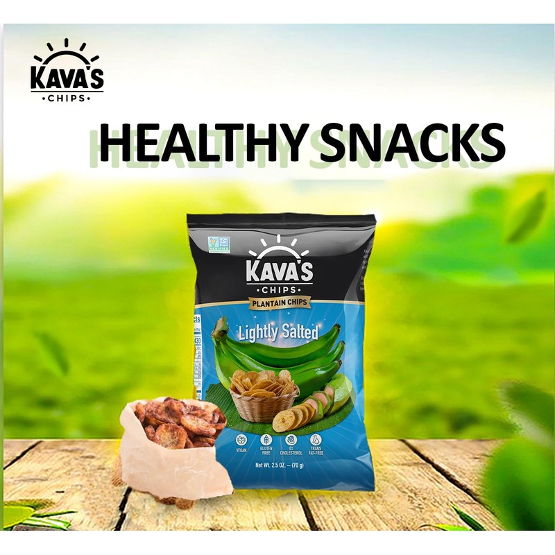 Kava's Plantain Chips, Lightly Salted Chips - 24 Packs Vegan
