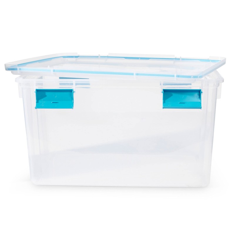 Sterilite 54 Quart Gasket Box in Clear with Blue Latches,