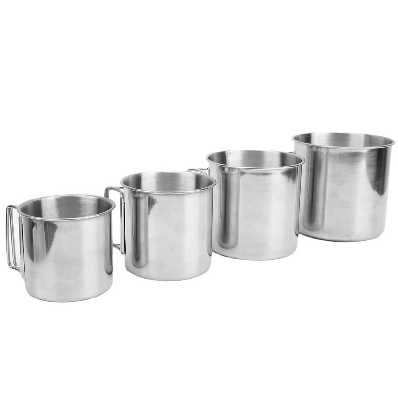 4pcs Outdoor Stainless Steel Cup Foldable Handle Nesting Cups for