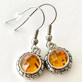 Unbranded Orange Topaz Earrings Celtic Boho Bohemian Dangle  Cubic Zirconia Silver Plated