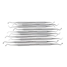 10 Pcs Dental Excavators Double Ended Spoons Stainless Steel Restorative Instruments with Knurled Handles & Large Medium Small 1mm-2.5mm Ends Composite Filling Tools by HTI