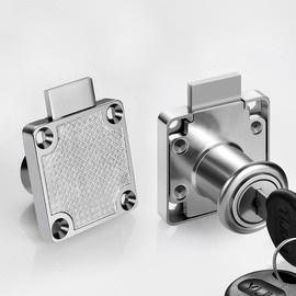 Cabinet Drawer Lock Furniture Locker Lock【Keyed Alike】 All Keys for This Product are Universal. (Hole Diameter 0.75inch/19MM) for Door Panels with A Thickness of 17-22 mm. [Silver 1 PCS]