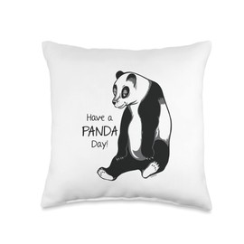Hopscotch Goods Hand Illustrated Panda Day Throw Pillow, 16x16, Multicolor