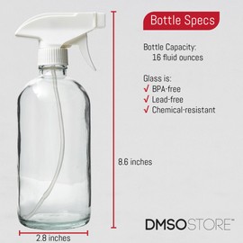 DMSOSTORE Set of 6 Glass Spray Bottles - 16 oz. Capacity, White Trigger Sprayer with Adjustable Nozzle (Mist or Stream), BPA-Free - Ideal for Plant Care, Hair Care, Pet Needs, and Cleaning Tasks