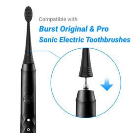 Replacement Brush Heads for Burst Original & Pro Sonic Electic Toothbrushes, 5 Count with Travel Covers, Balck for Adults