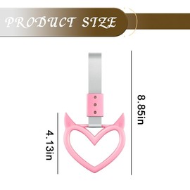Pink Devil Heart Shaped Car Handle Straps Drift Charm for Car Bumper Warning Car Accessory for Women Men Devil Heart Handle Rings Automobile Accessories Interior Exterior Decoration for Subway Bus