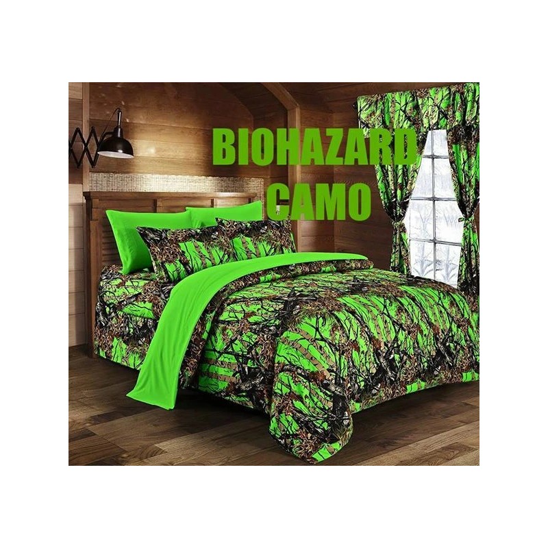 Regal Comfort 14 PC FULL SIZE BIOHAZARD GREEN CAMO COMFORTER,