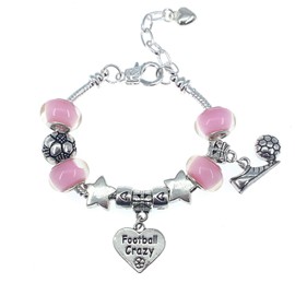 'I Love Football' Sport Themed Childrens Charm Bracelet with Gift Box Girls Jewellery