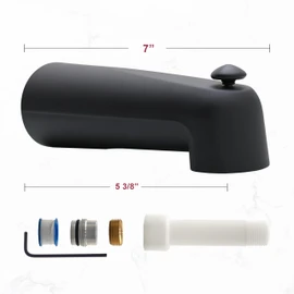 Westbrass E507DUS-62 Universal Fit 7" Diverter Tub Spout, Zinc, Matte Black