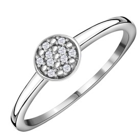 TJC White Diamond Cluster Ring In Platinum Plated 925 Sterling Silver for Women Size U Pave Setting April Birthstone