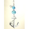 Silver Sailing Ship Ocean Anchor with Turquoise Blue Glass Ceiling
