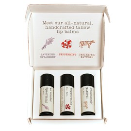 Handmade Tallow Lip Balm Collection: Unscented/Peppermint/Lavender-Spearmint