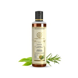 Natural Rosemary & Henna Hair Oil | Natural Oil for Thick, Voluminous Hair | Helps Control Hair Fall, Premature Greying | Paraben, Mineral Oil Free | Suitable for All Hair Types | 210ml
