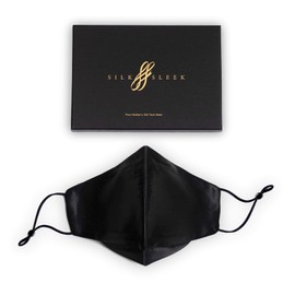 Pure Mulberry Silk Face Mask with Nose Wire 2 layers. 100% Pure 6A Grade Natural Silk Adjustable Washable & Breathable. (Black)