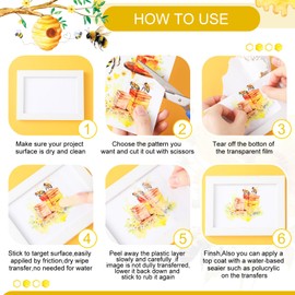 BBTO BBTO 12 Sheets Rub on Transfers for Crafts and Furniture Rub on Transfer Stickers Decals for Wood DIY Paper Home Decor, 5.5 x 5.7 Inch(Bee)