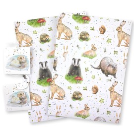 Otters, Badgers, Squirrels, Hares, Rabbit and Mice Country Animal Gift Wrapping - 2 recycled and recyclable gift paper - 2 gift tags - Birthday - Christmas - Mother's Day - Father's Day