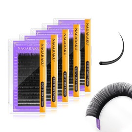 NAGARAKU NAGARAKU 5 Trays Eyelash Extensions 0.20mm D curl 7-15mm Mix Tray Individual Lashes Classic Matte Black Faux Mink 16 Rows Professional Beauty Salon Supplies