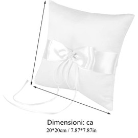 Norhogo Wedding Ring Cushion, 20 x 20 cm Wedding Ring Cushion for Rings and Rings with Beautiful Bow and Simulation Pearl, as a Gift for Your Lover, a Friend, White