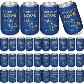 FoldTier Wedding Can Cooler Decorations Cheers to Love Laughter and Happily Ever After Can Cooler for Wedding Supplies Bridal Showers Engagements Bachelorette Parties(50 Pcs)