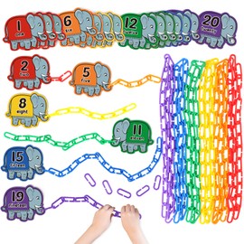 Aizweb 240pcs C-Clips Hooks Plastic Chain Links - Counting & Linking Activity Kit, Sensory Toys for Toddlers, Develops Kid's Fine Motor and Color Recognition & Sorting Skills,Educational Learning Toys