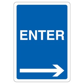 V Safety Enter - Arrow Right 210 x 297 mm (A4) - 3mm Reflective Aluminium Composite Safety Sign