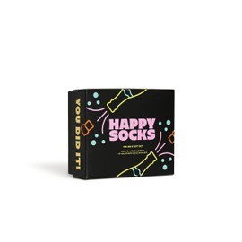 Happy Socks Black and White Socks - Cotton Socks in Fun Gift Boxes - Geometric Patterns, 2-pack you did it, 36-40