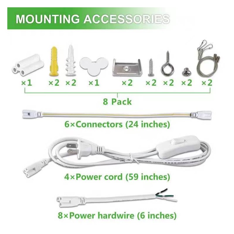 Skymoatled 8Pack 4FT LED Shop Light Garage Lights,50W 6000K 7500LM
