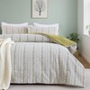 Purefair 100% Cotton Jacquard Comforter Set, Striped Floral Print, Soft
