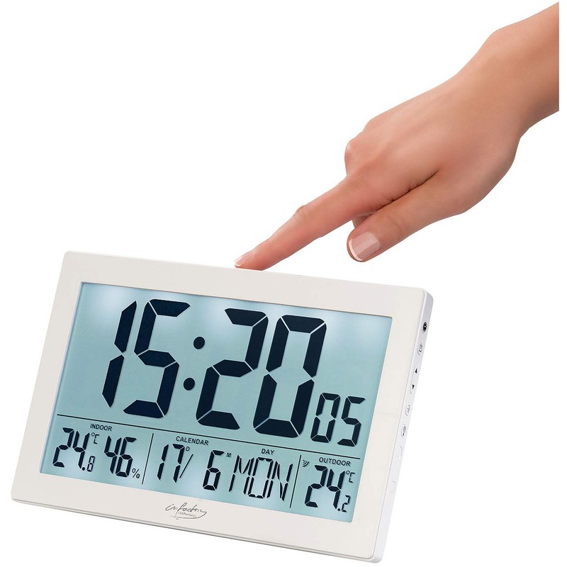 infactory Wall clock: XL Radio Controlled Clock with Double Alarm