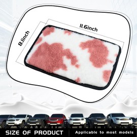 SuperKaKa Fluffy Cow Print Armrest Cover for Car,Furry Cute Center Console Pad Cars Interior Accessories for Women Men,Protector Fit Most Auto Vehicle, SUV, Truck Arm Rest Box(Pink+White)