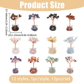 GLOBLELAND 12 Stück Kristallbaum Set Baum Des Lebens Mit Edelsteinen Kristallen Und Steinen Für Büro Schreibtisch Zuhause Regaldekoration Für Positives Glück Geburtstagsgeschenke Für Mama Und Liebste