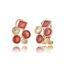 Bequem Ausgefallen Design Ohrringe Ohrstecker Schmuck für Damen (Stil 15 - Rot Weiß)