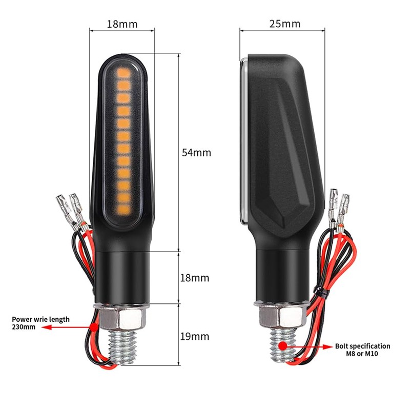 BlyilyB Motorcycle Blinkers Indicator Sequential Turn Signal Amber LED Lamp