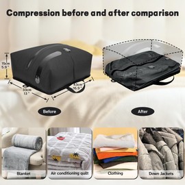 Vacuum Bags for Clothes, Reusable TPU Vacuum Bags with Airtight Valve, Travel Nylon Organiser with Waterproof Zip, Airtight Packing Cubes for Suitcase, Backpack, Hand Luggage