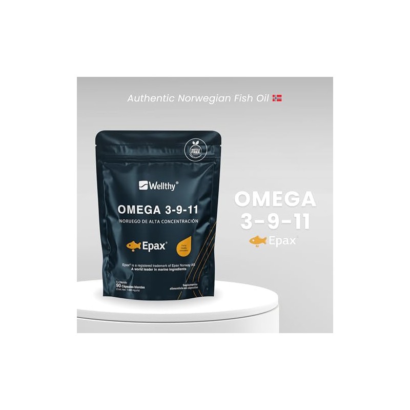 Wellthy Omega 3, 9, 11 Epax® 90 Cápsulas. El aceite