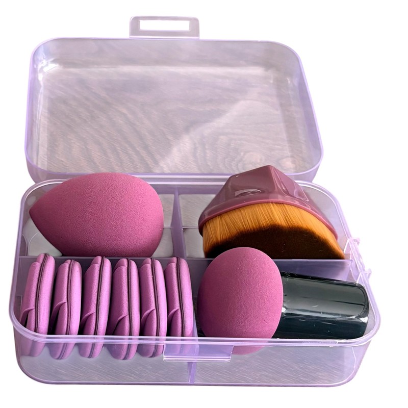 Set de 9 Esponjas de Maquillaje con Caja, Incluye 1