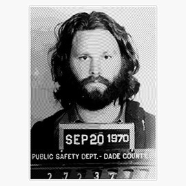 Jim Morrison Mugshot Fan Art By Nicheprintsnyc Vinyl Waterproof Sticker Decal Car Laptop Wall Window Bumper Sticker 5"