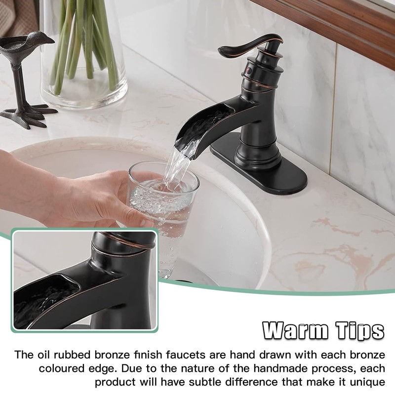 BWE Waterfall Bathroom Faucet Oil Rubbed Bronze Single-Handle One Hole