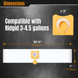 POWERTEC PRO VF3501 Premium Shop Vacuum Bags for Wet Mess & Dry Dust Debris 5PK, for Ridgid 23738 Size C Filter Bags 3-4.5 Gallon, Shop Vacuum Replacement Bags for Ridgid 4000RV, WD40700 (75087)