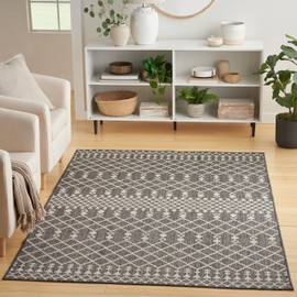 Nourison Home Positano Charcoal 5' x 7' Area Rug - Easy Clean, Non Shedding, Bed Room, Living Room, Dining Room, Kitchen (5' x 7')