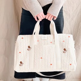 SONARIN Large Capacity Embroidery Baby Changing Bag, Lightweight Travel Bag, Hand Luggage, Wrap Shoulder Bag, Handbag, Baby Bag with Shoulder Strap (Squirrel), Squirrel