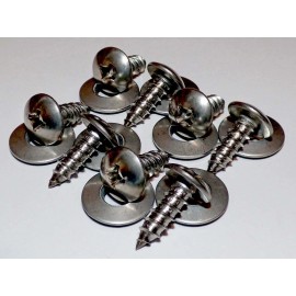 RTBolts 8-Pack Corvette C1 thru C8 No Rust Stainless • Wide Head License Plate Screws