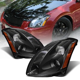 ACANII - For 2004-2006 Nissan Maxima Black JDM Headlights Headlamps Replacement 04-06 Driver + Passenger Side