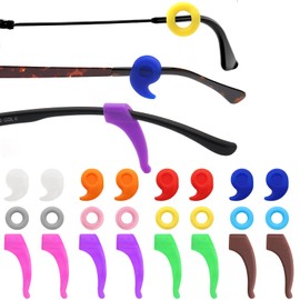 Benvo 12 Pairs Eyeglasses Retainers Silicone Glasses Temple Holders Anti-slip Protectors Comfort Eyewear Spectacle Stay Put Glasses Stoppers Ear Grip Hooks(3 Variety Designs in Multi-color)