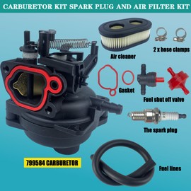 YzusGomumu 799584 594058 Carburetor Kit Spark Plug & Air Filter Assembly Compatible with B&S Carb 594057 592361 594529 Troy Bilt TB110 TB200 103M02 09P702 9P702 550EX 625EX 675EX 725 lc121p 163cc