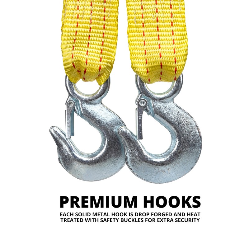 NEIKO 51005A Heavy-Duty Tow Strap with Hooks, 2 Inches by
