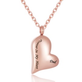 MemoryU Forever in My Heart Cremation Jewelry for Human Ashes Dad/Mom/Grandpa/Grandma Keepsake Urn Necklace 316L Stainless Steel Memorial Ash Jewellery (RG-Dad) (X067-RG-Dad)