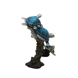 Triple Sea Turtle Statue on Coral Reef Base Ocean Decor Tabletop Collection